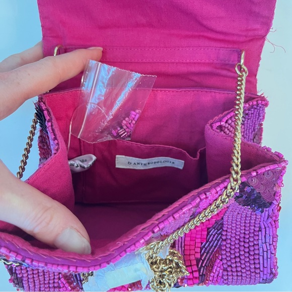 NWT Anthropologie Pink Beaded Women's Mini Handbag - Picture 4 of 7